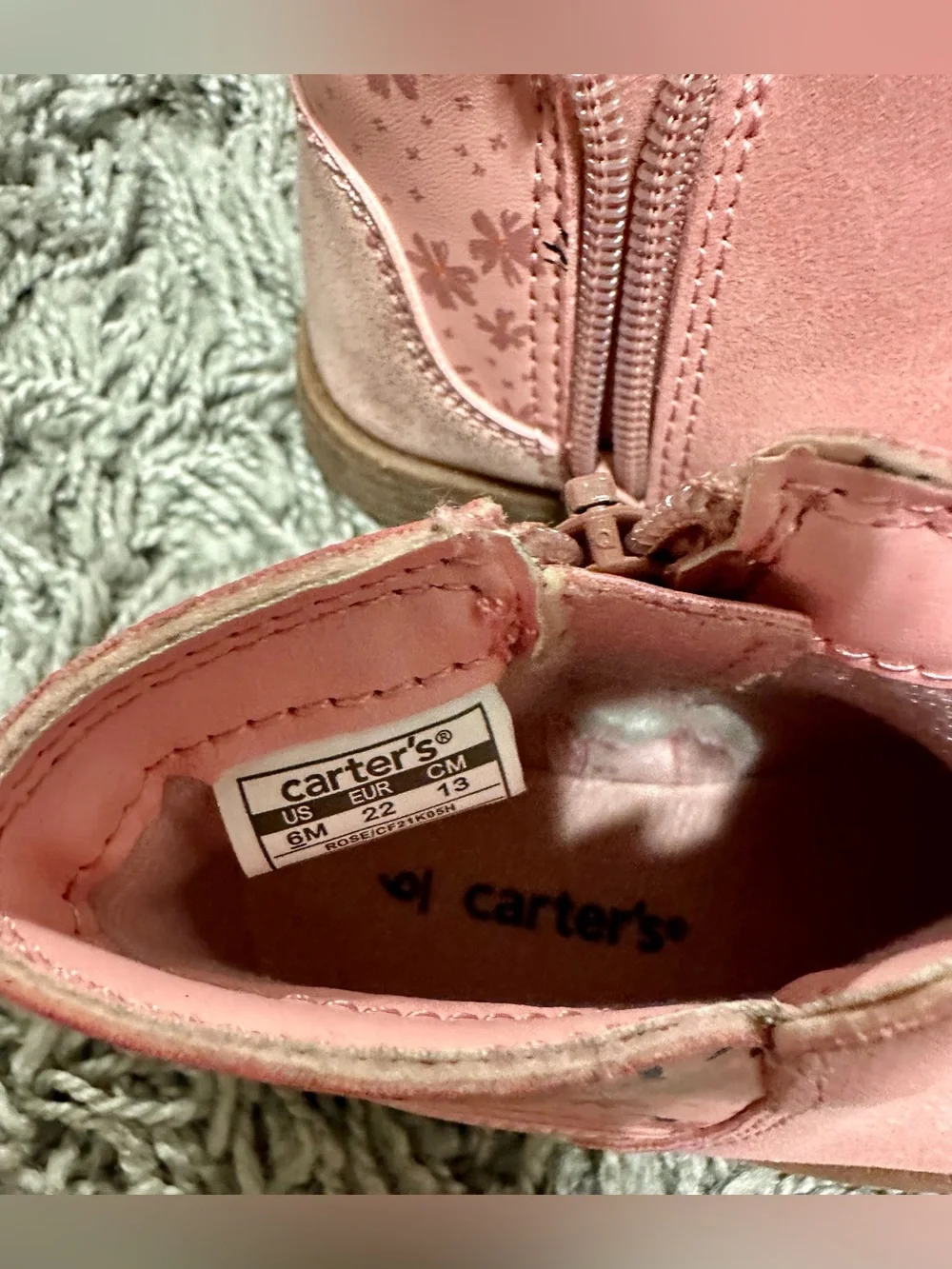 Carter's Pink Floral Ankle Boots for Kids